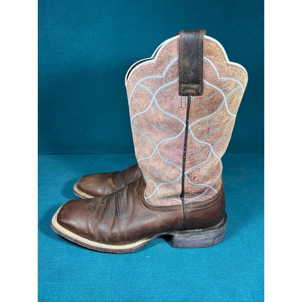 Ariat Western Cowboy Boots Brown Leather Square Toe Men’s Size 9